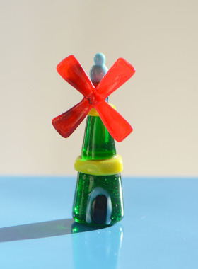 老货琉璃手工玻璃摆件自行车椰子树灯塔风车卡通动物家居装饰桌面