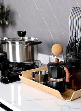 厨房软装饰品摆件样板间橱柜组合不锈钢汤锅砧板花艺油壶软装道具