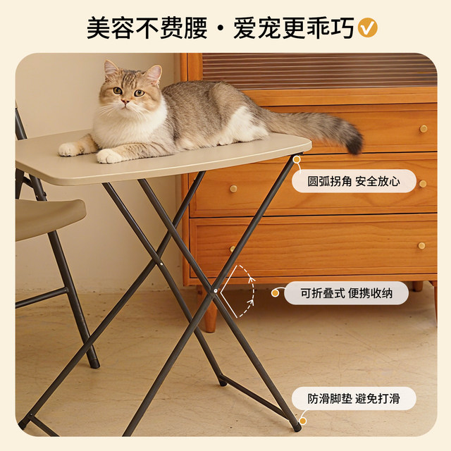 Portable lifting and folding grooming table for dogs and cats