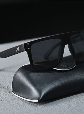 潮流帅气男士偏光太阳镜一体连体镜片墨镜男款平顶大镜片黑色防风