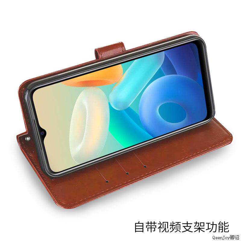 适用丫21 2021手机壳皮夹vivoV2111保护套翻盖vivo Y21 2021外壳6.51英寸viv0软壳vovo男士Ⅴivo钱包款vivi防