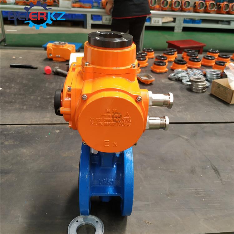 贝尔BR-10精小型智能阀门电动装置DN100软密封法兰蝶阀 - 图1