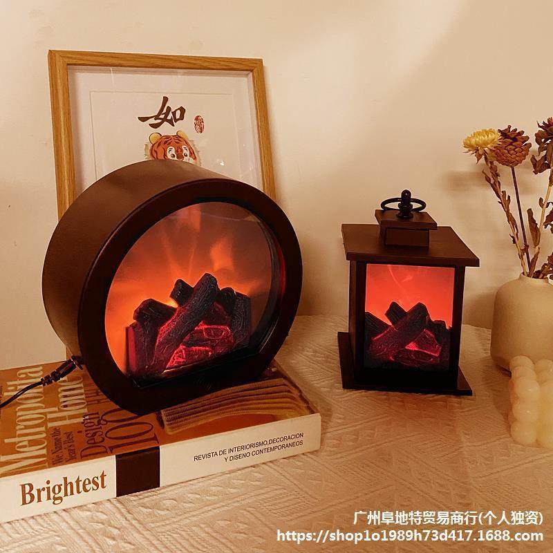 火焰灯桌面氛围灯小夜灯卧室壁炉台灯复古酒馆摆件好物桌灯红,淘宝优惠券,粉丝福利购,淘宝优惠卷