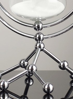 轻奢圆形沙漏计时器30分钟高档创意客厅桌面装饰品办公室沙钟摆件