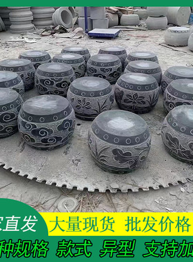 青石柱墩柱顶石定制古建筑寺庙仿古础柱脚石头雕花圆柱子底座石墩