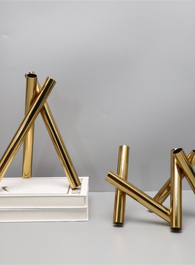 现代简约创意金属黑色花器摆件客厅我饭厅书桌R玄关样板房家居饰