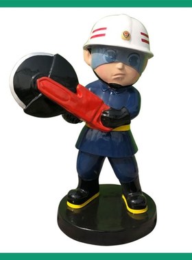 玻璃钢卡通消防员模型互动拍照z消防员公仔摆件消防主题人物雕塑