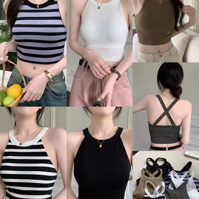 DTT 法式碎花带胸垫吊带背心女夏内搭外穿设计感小众辣妹短款裹胸