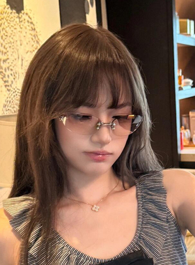 2025新款纯钛无框Y2K未来感墨镜女韩版潮可配近视有度数防紫外线