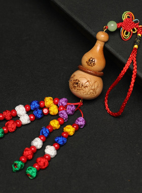 桃木中式佛堂手工雕刻葫装饰摆件