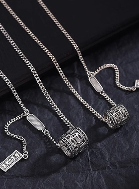 韩版小众转运珠吊坠项链男款个性做旧算盘毛衣链女锁骨链饰品装饰