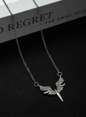 DH7天使之翼吊坠钛钢项链女款轻奢小众高级感男士毛衣链秋冬配饰