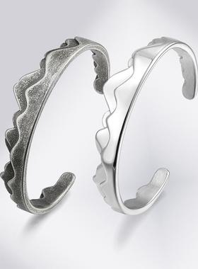 DH7波浪山手镯女款开口手环男士
