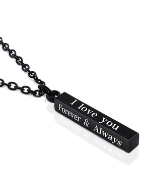 DH7彩银不锈钢吊坠长款钛钢项链