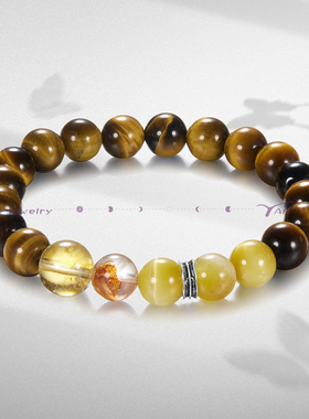 DH7虎眼石手串个性潮酷中性风情侣送礼黄塔晶手链