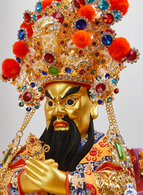 新品台湾纯铜龙五爷o像广济龙王菩萨财神爷佛家用彩绘龙五爷头冠