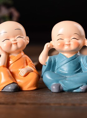 极速可爱四不小和尚创意少林小娃娃F车内树脂工艺摆件情侣礼物节