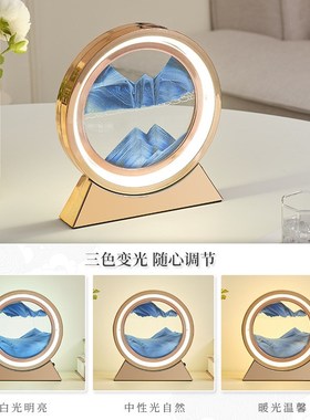 极速创意解压3D流沙画小夜灯摆件玫瑰金风格跨境S外贸礼品家居工