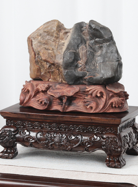 黑檀木雕花底座正方花瓶盆景奇石摆件实木工艺品佛像鱼缸长方托架