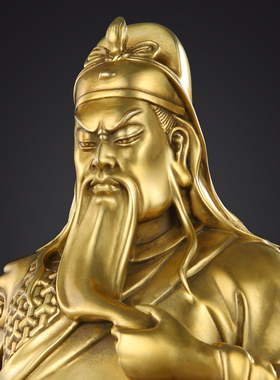纯铜关公关二爷铜武财神佛像客厅供奉神像关羽武圣关公像开业摆件
