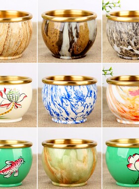 铜年年有鱼铜缸摆件 年年有余摆件 铜聚宝盆缸摆件 铜缸摆件