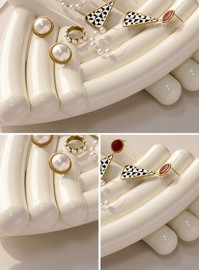 奶油风摆件饰品首饰项链戒指香薰放置托盘卧室拍照装饰道具展示盘