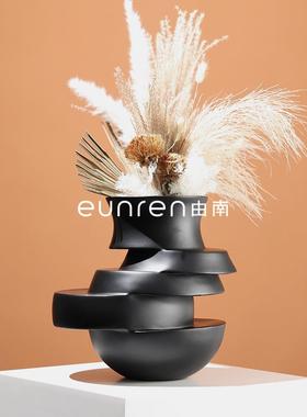 现代北欧极简层叠错位花瓶客厅插花干花器摆件样板房家居软装饰品