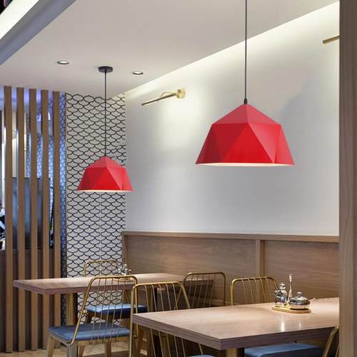 现货复古餐厅吊灯火锅店铺灯具简约饭店咖啡厅商用红色铁艺灯罩 - 图1