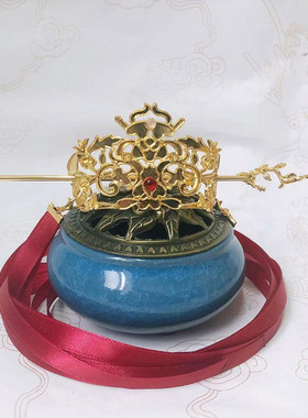 栖鸾庭 古代飘带发冠 男女束发丝带发冠发簪头饰汉服配饰流苏头冠