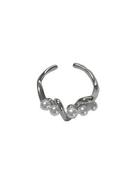 小众时尚设计感波浪珍珠开口戒网红个性气质百搭高级食指戒配饰