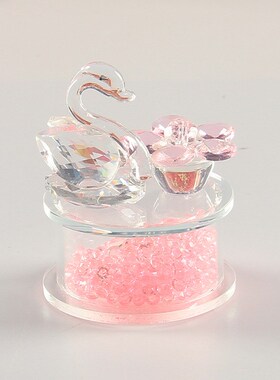 水晶天鹅粉红色客厅摆件粉钻饰品装饰节日朋友情人送礼
