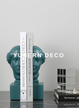 北欧式抽象人e物书档雕塑样板房间售楼处书房书靠软装饰品书挡摆