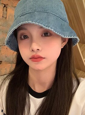 【我的头不圆】做旧牛仔渔夫帽春夏薄款防晒盆帽百搭水桶帽子女秋