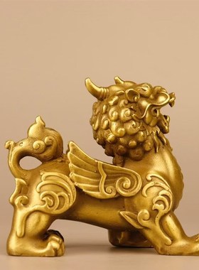中式铜貔貅摆件招财一对家居客厅黄铜貔犰办公室搬家开业礼物装饰