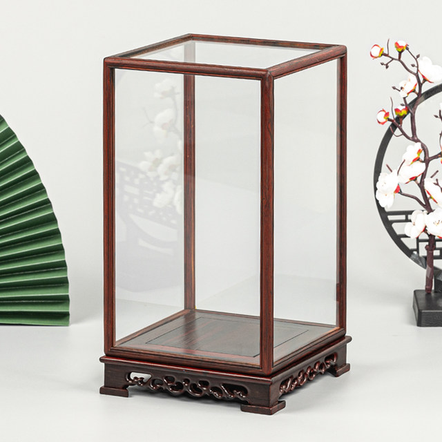 Mahogany carved glass cover dust cover Baocong glass cover