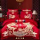High-end wedding b big red four-piece set of cotton dragon and phoenix embroidery new wedding room wedding quilt cover pure cotton sheets for bed
