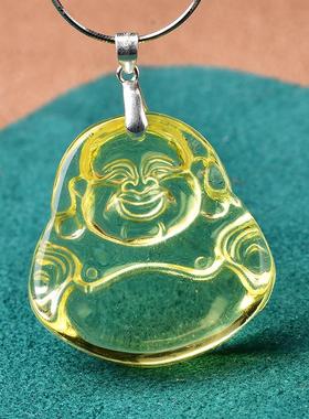 天然黄水晶弥勒佛吊坠女款