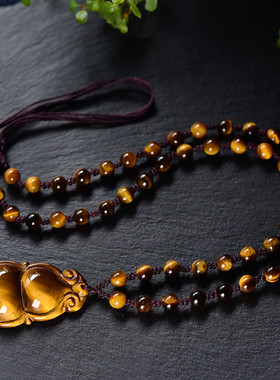 天然黄虎眼石葫芦吊坠男女