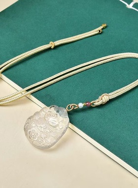 天然黄水晶狐狸吊坠锁骨链