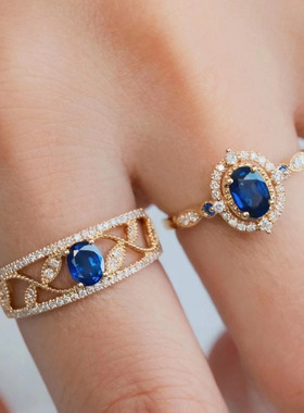 法式宫廷风斯里兰卡蓝宝石戒指