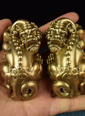 全铜实心招财回望如意貔貅文玩小摆件发财手把件瑞兽镇宅把玩物件