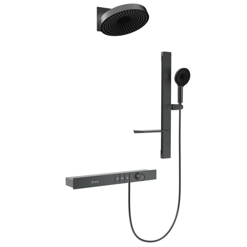 德国枪灰色恒温花洒套装暗装预埋式浴室置物架增压数显淋浴器白色 - 图3