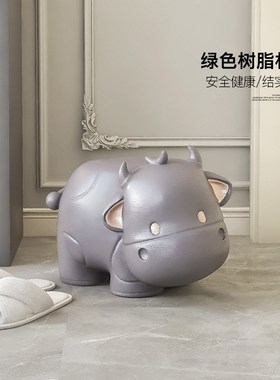 卡通牛入户c玄关换鞋凳摆件家用门口鞋柜凳子客厅家居饰品乔迁礼