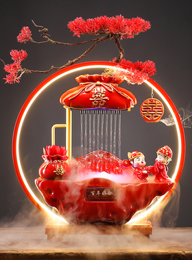 创意结婚礼物送新人闺蜜情人节礼品陶瓷流水摆件家居客厅婚房装饰