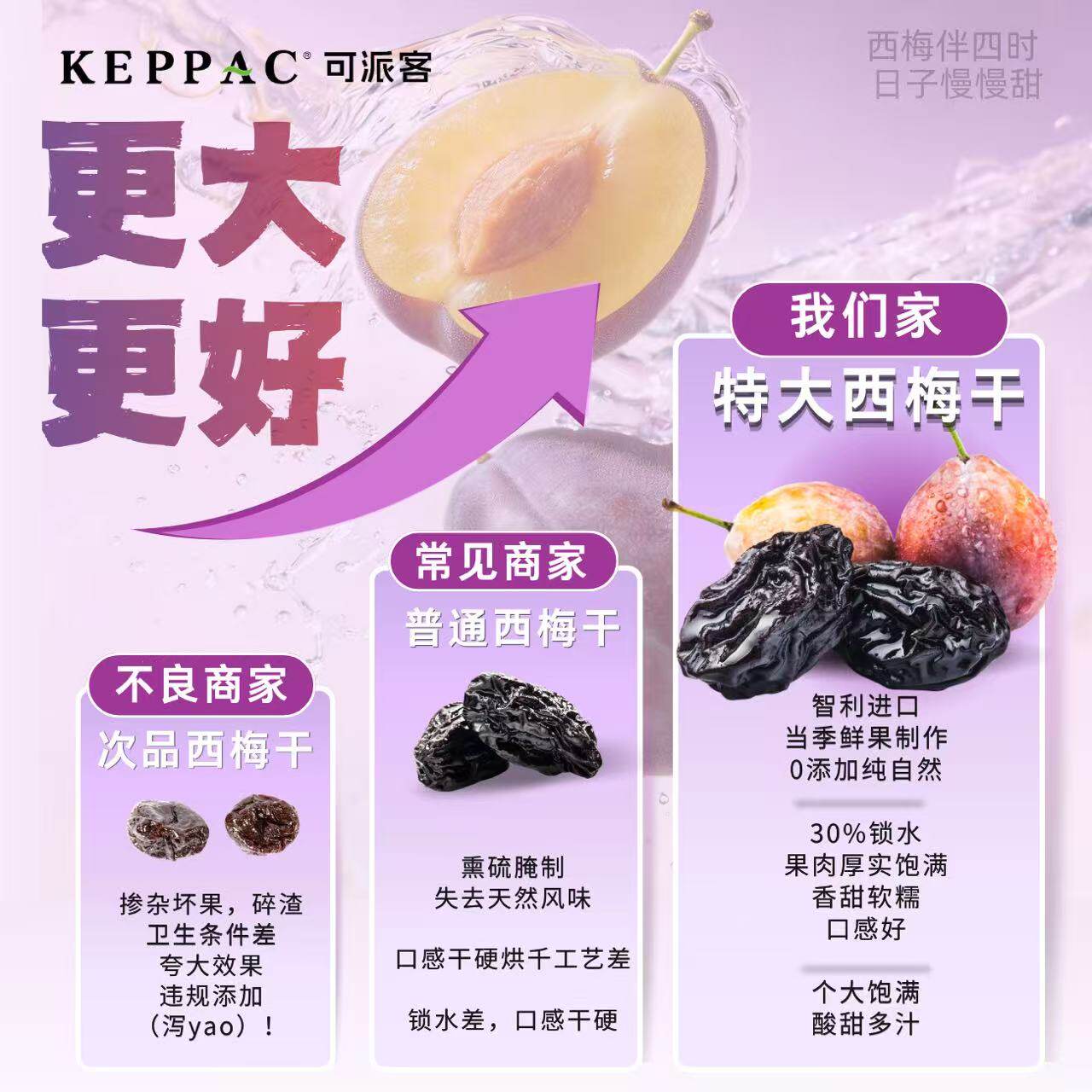 可派客智利大西梅干500g/袋（送60g） 梅子零食蜜饯果脯果干