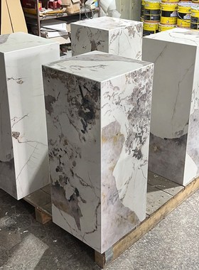 哑光岩板底座雕塑台简约现代客厅玄关电视柜旁摆件大理石花盆底座