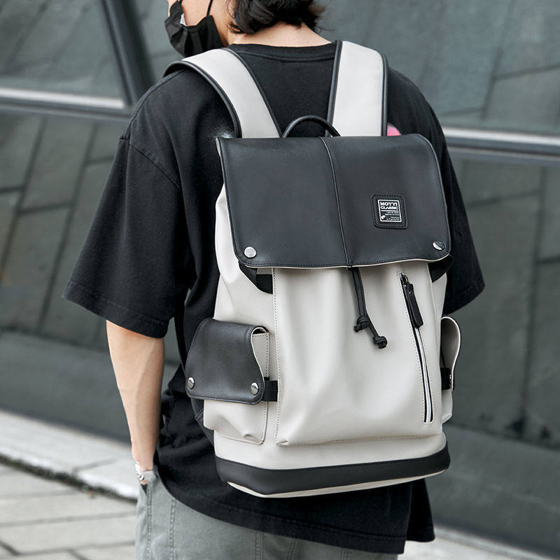 稻草人男士双肩包旅行大容量背包商务电脑包皮质高中大学生书包男,淘宝优惠券,粉丝福利购,淘宝优惠卷