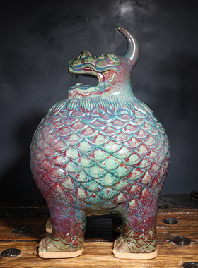 禹州神垕钧瓷窑变李朝斐天禄貔貅开业送礼客厅摆件大号玄关工艺品