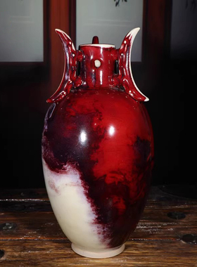 钧瓷摆件孔家钧窑连升三级大师收藏作品河南神垕钧窑花瓶送礼高档