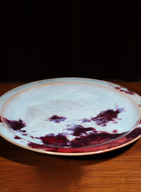 钧瓷赏盘陈奎峰大师纯手工紫气东来挂盘中式陶瓷家居装饰工艺品